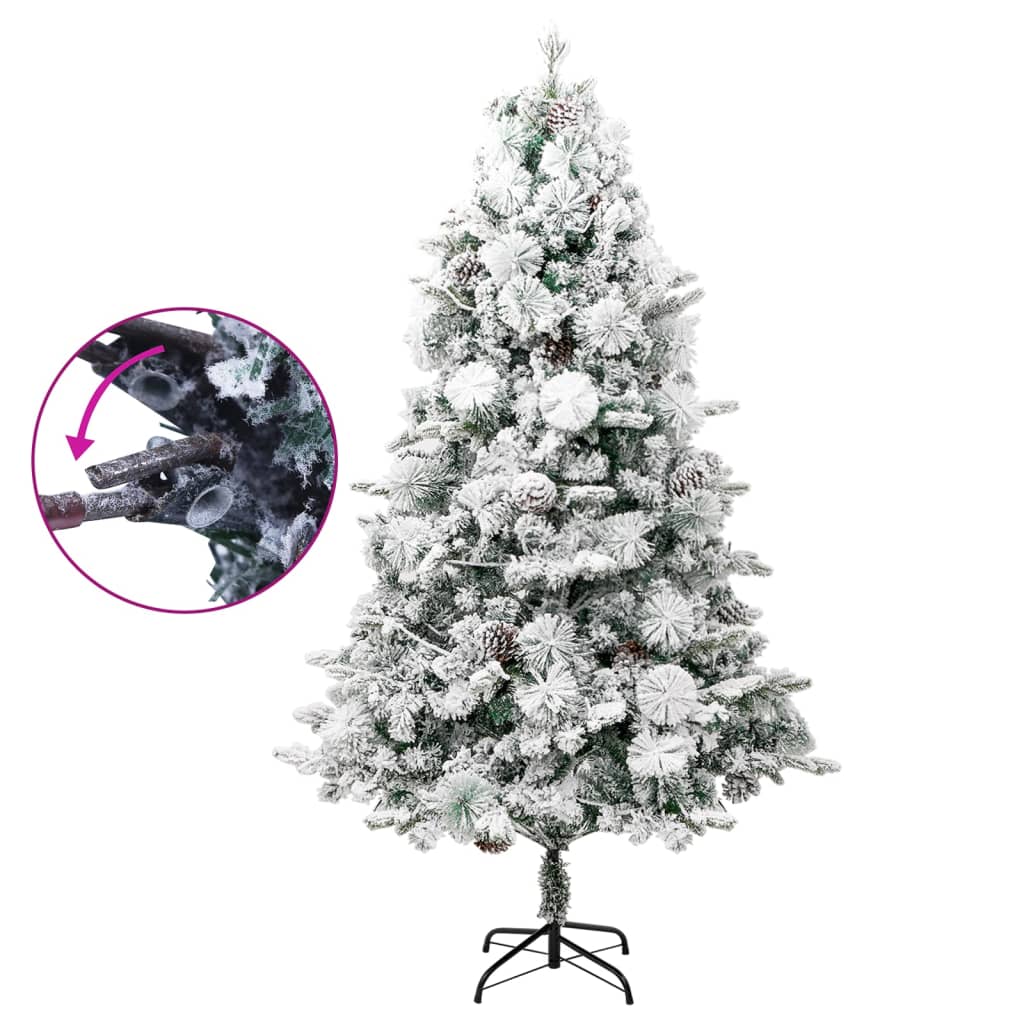 Vidaxl Tree di Natale con coni a LED e pini e neve 225 cm PVC e PE