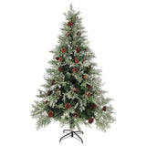 Vidaxl Christmas Tree avec LED et Pine Cones 120 cm PVC et PE vert et blanc