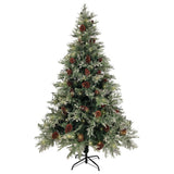 Vidaxl Christmas Tree avec LED et Pine Cones 120 cm PVC et PE vert et blanc