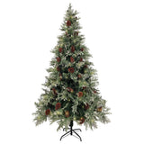 Arbre de Noël Vidaxl avec des cônes LED et de pin 195 cm en PVC et PE vert et blanc
