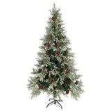 Vidaxl Christmas Tree avec LED et Pine Cones 225 cm PVC et PE vert et blanc