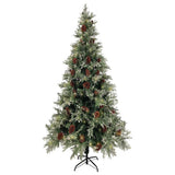 Vidaxl Christmas Tree avec LED et Pine Cones 225 cm PVC et PE vert et blanc