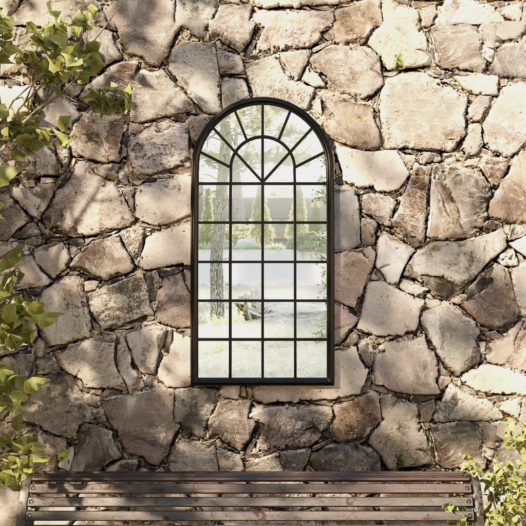 VidaXL miroir de jardin 90x45 cm fer noir