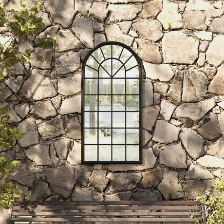 VidaXL miroir de jardin 90x45 cm fer noir