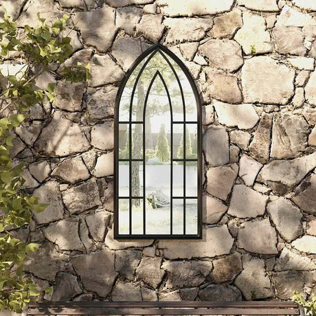 VidaXL miroir de jardin 100x45 cm fer noir