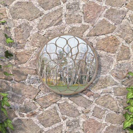 Vidaxx miroir de jardin rond 60x3 cm fer couleur sable