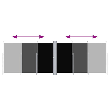 Pare-brise vidaxl extensible 200x600 cm noir