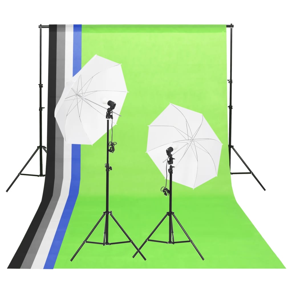 Vidaxl Studio Lighting Set med bakgrunn og paraplyer