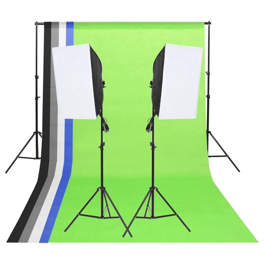 Vidaxl Studio Lighting Set med bakgrunn og softboxes