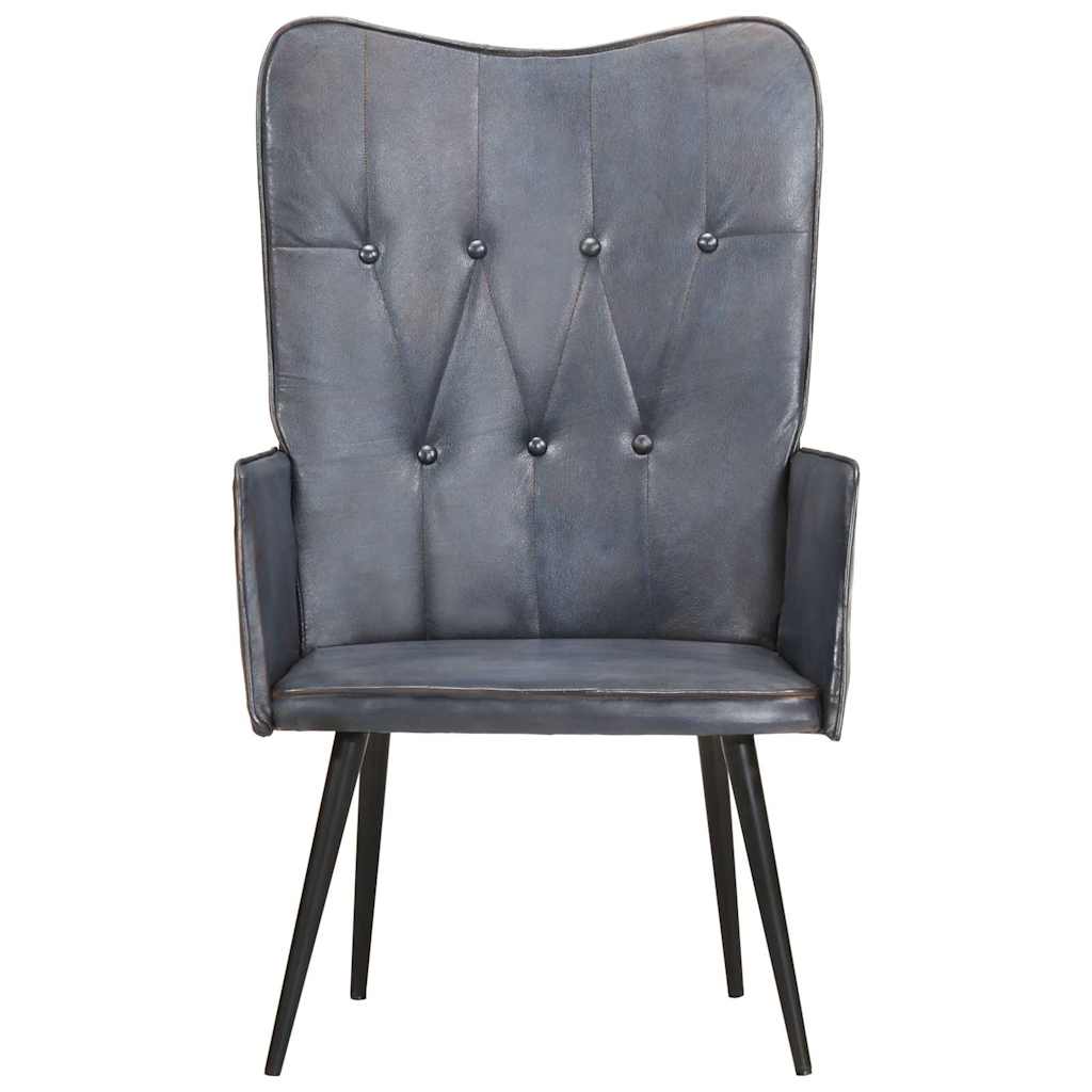 Vidaxl fauteuil echt leer grijs