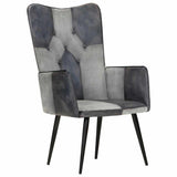Vidaxl fauteuil echt leer grijs