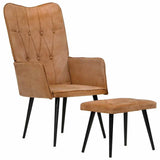 Vidaxl fauteuil met voetensteun canvas bruin