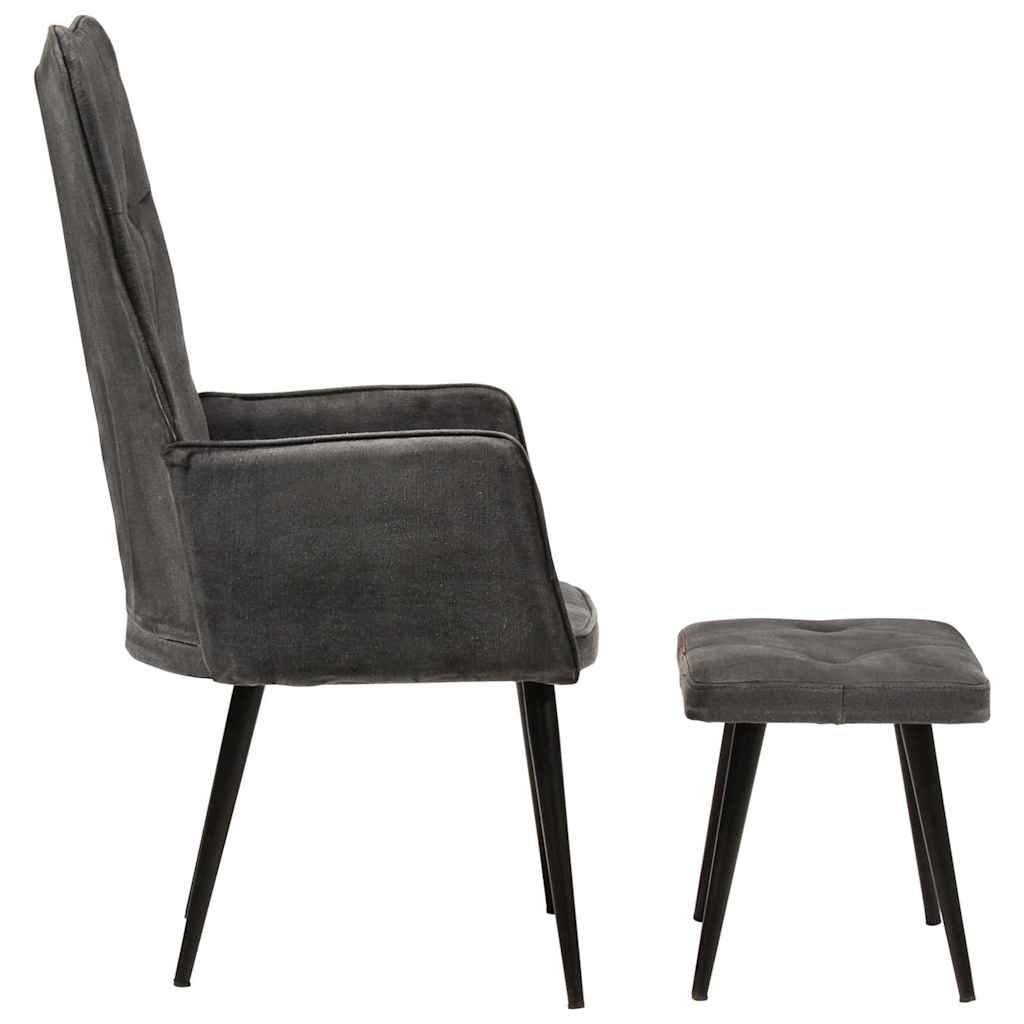Vidaxl fauteuil met voetenbank vintage stijl canvas zwart