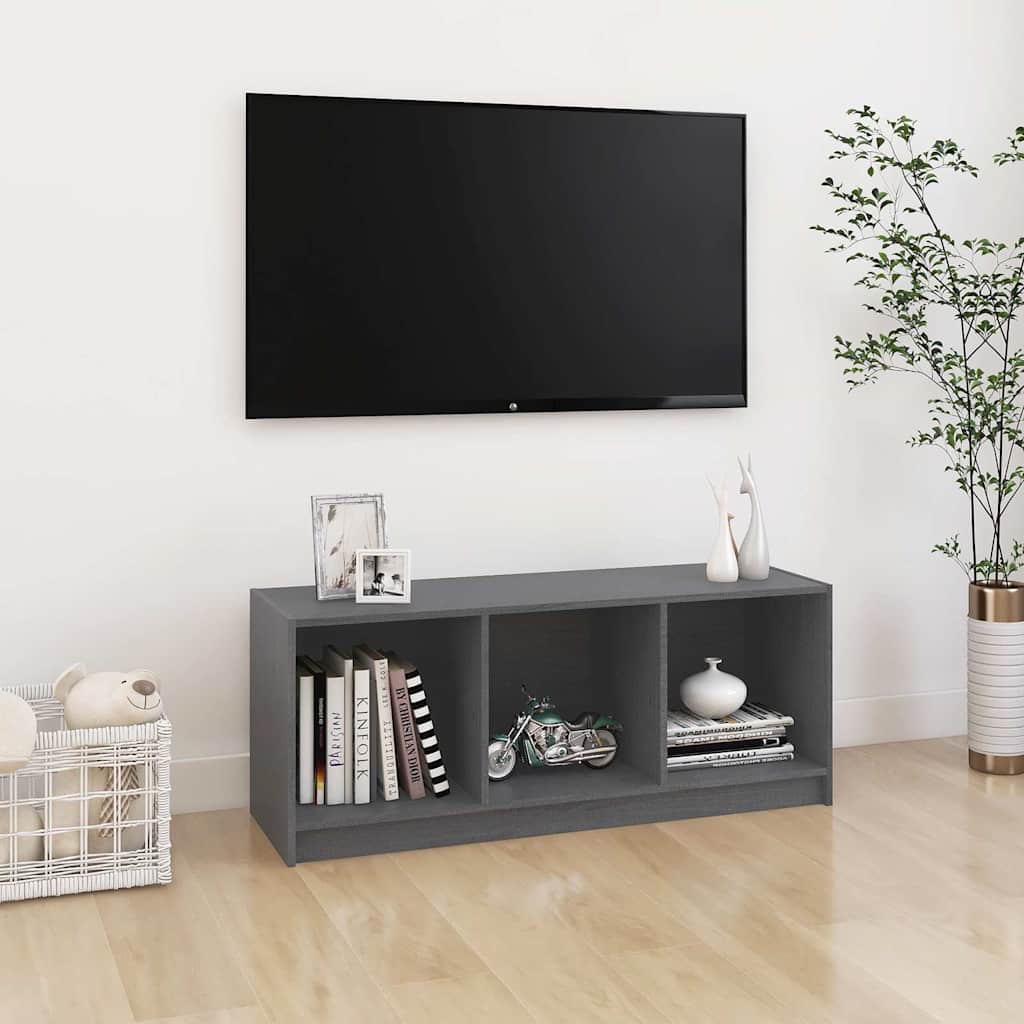 Vidaxl tv-meubel 104x33x41 cm massief grenenhout grijs