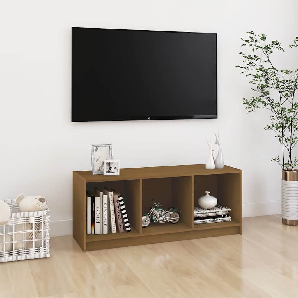 Vidaxl tv-meubel 104x33x41 cm massief grenenhout honingbruin