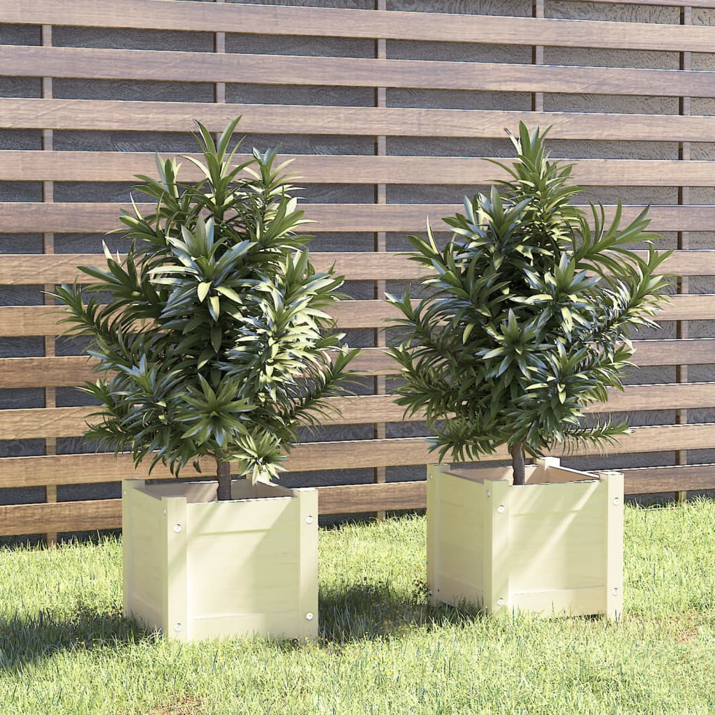 Vidaxl Planters 2 St 31x31x31 cm Solid furuhvit