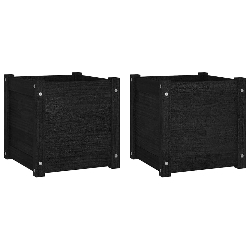 Jardinières vidaxl 2 ST 40x40x40 cm en pin solide noir