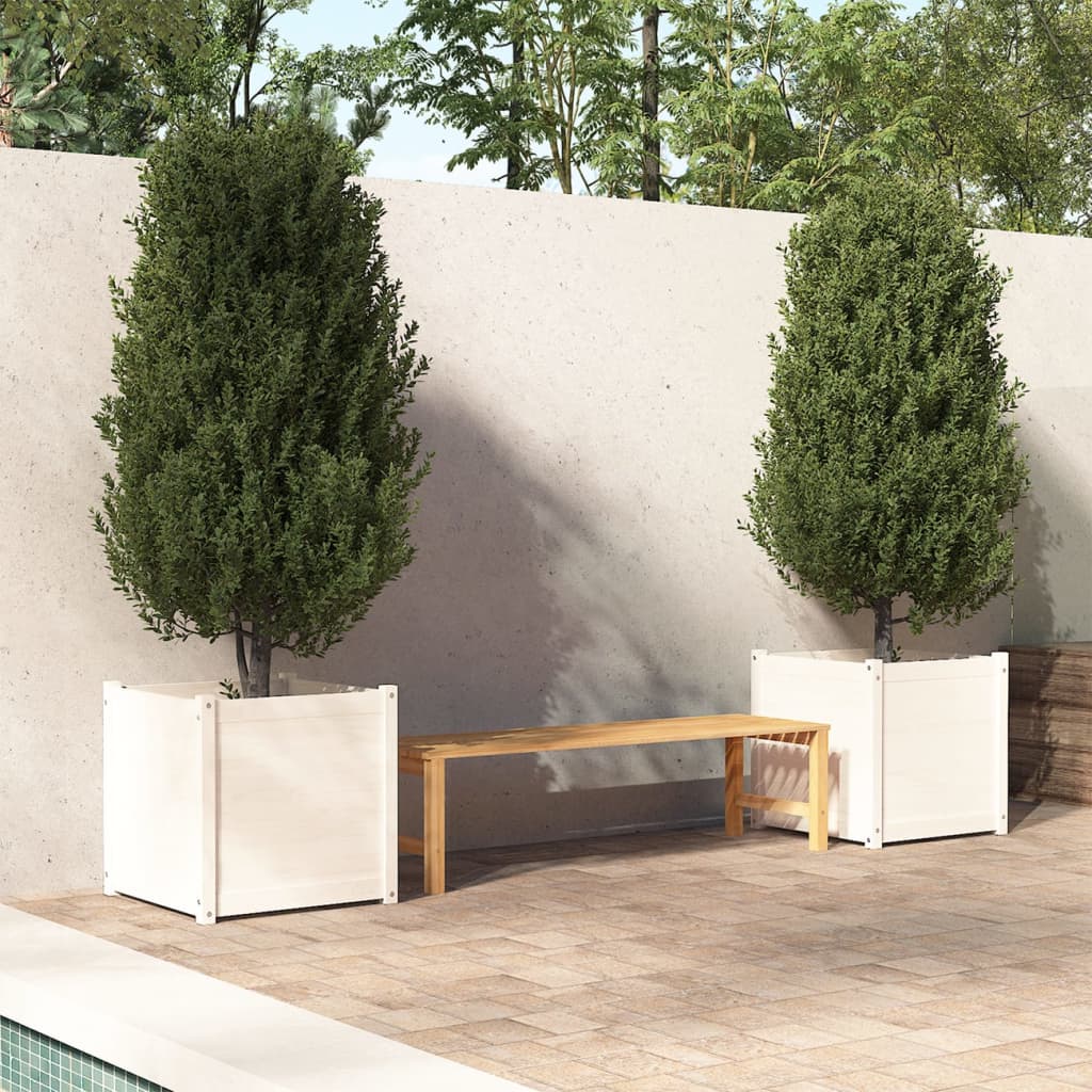 Jardinières vidaxl 2 ST 60x60x60 cm Pine solide blanc