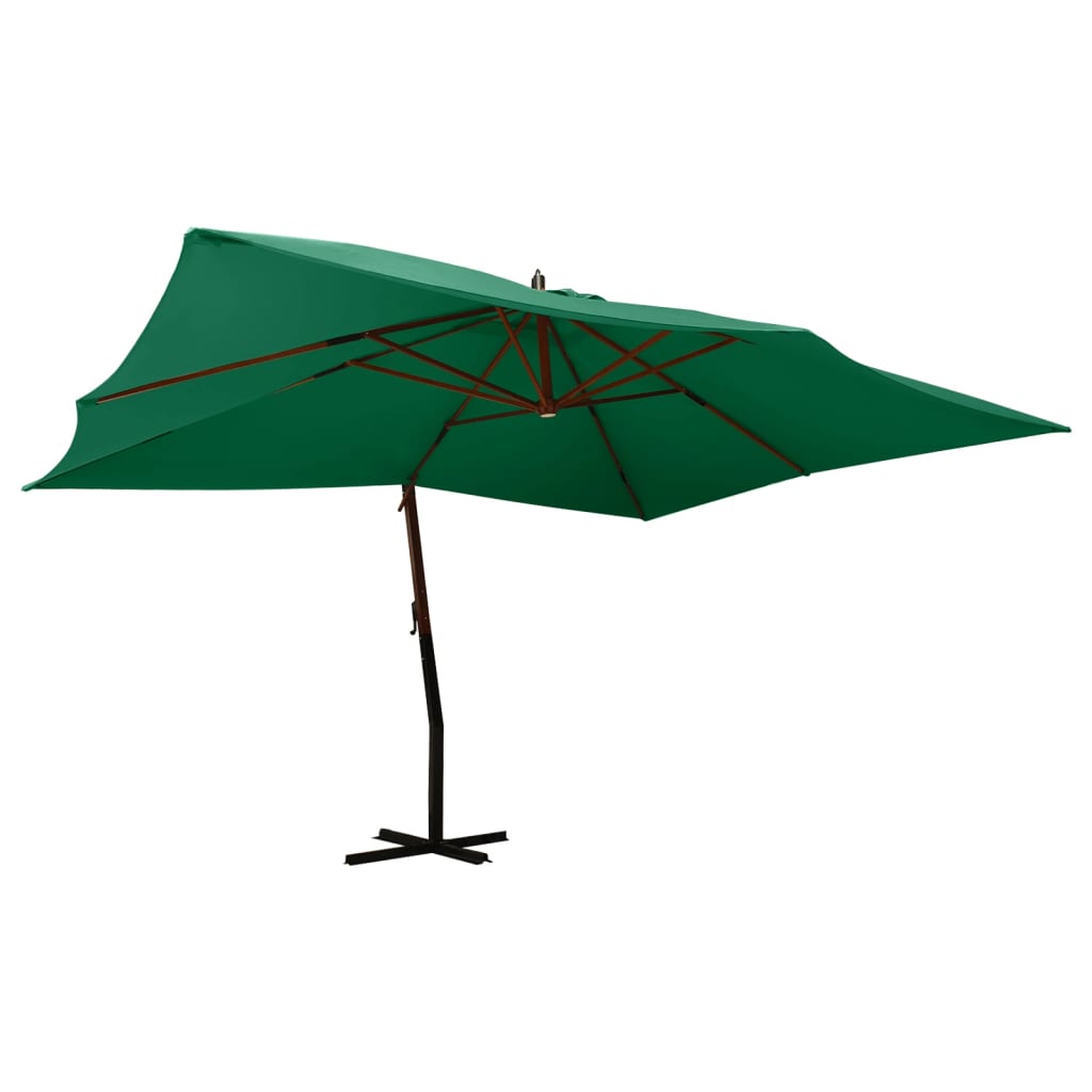 Parasol flotante Vidaxl con poste de madera 400x300 cm verde