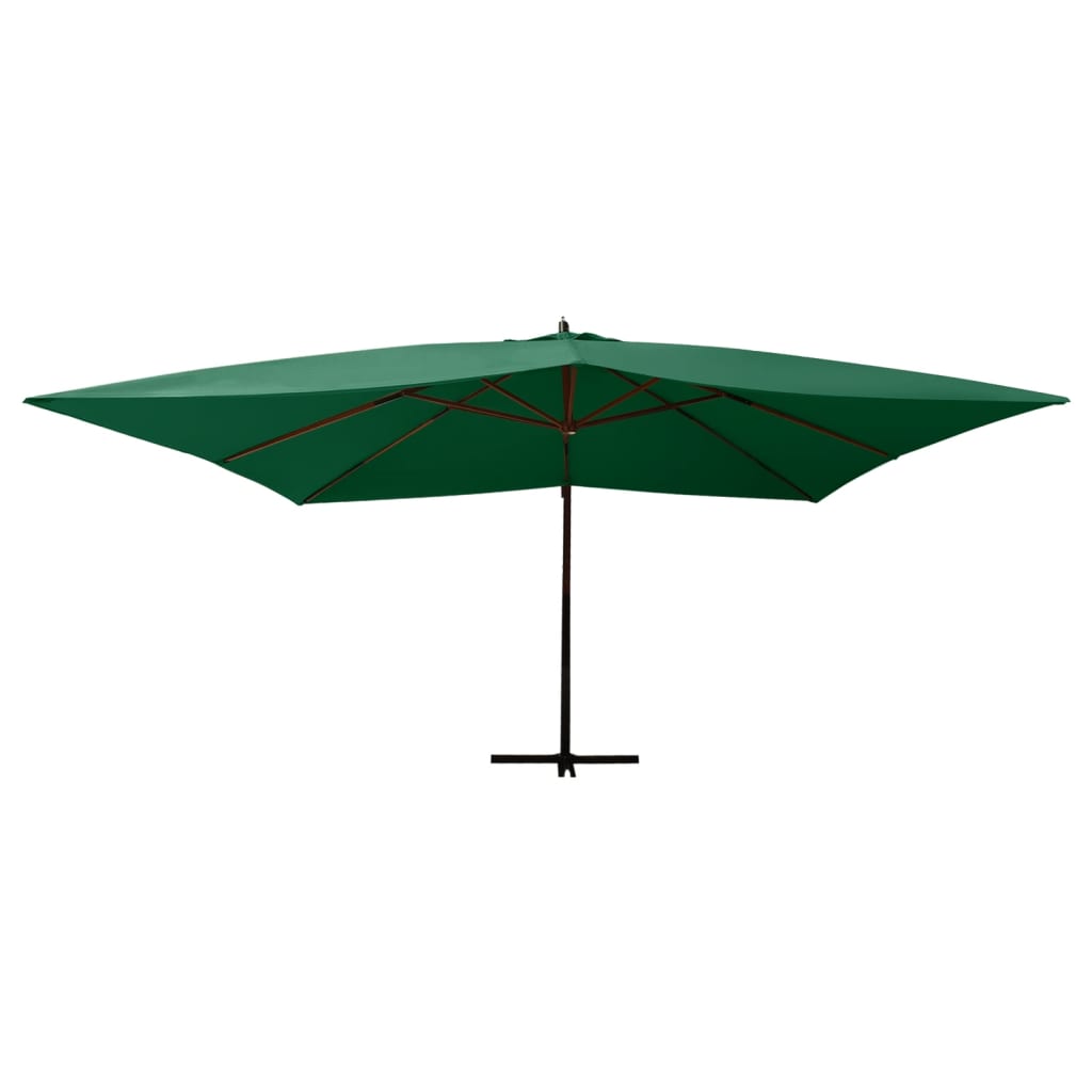 Parasol flotante Vidaxl con poste de madera 400x300 cm verde