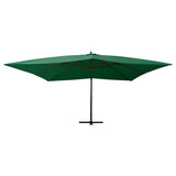 Parasol flotante Vidaxl con poste de madera 400x300 cm verde