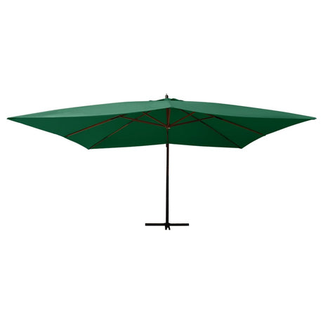 Vidaxl Floating Parasol s dřevěným pólem 400x300 cm zelená