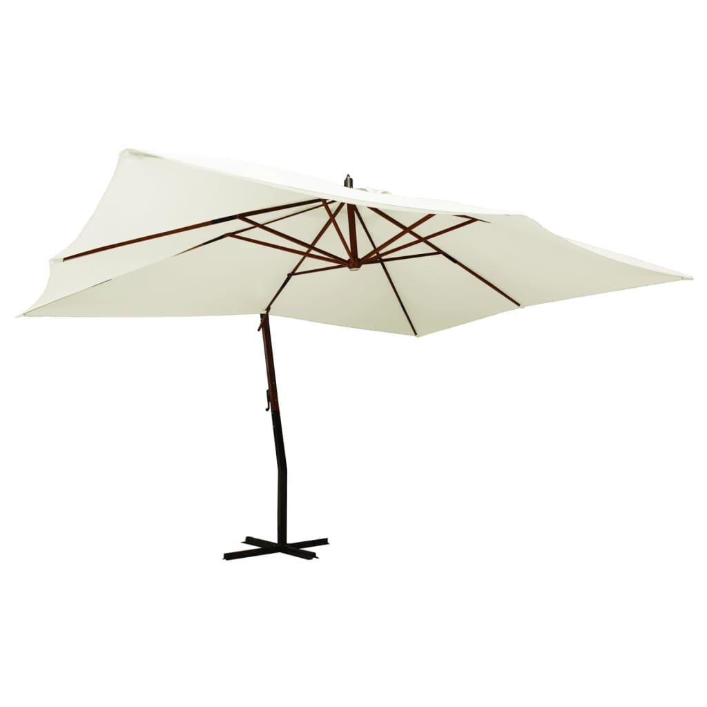 Vidaxl Floating Parasol s dřevěným pólem 400x300 cm písečná bílá