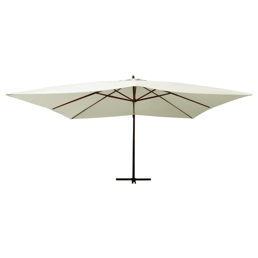 Vidaxl Floating Parasol s dřevěným pólem 400x300 cm písečná bílá