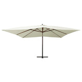 Vidaxl Floating Parasol s dřevěným pólem 400x300 cm písečná bílá