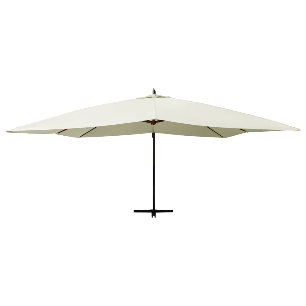 Vidaxl Floating Parasol s dřevěným pólem 400x300 cm písečná bílá