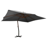 Parasol flotante Vidaxl con poste de madera 400x300 cm de antracita