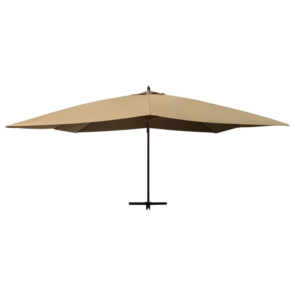 Vidaxl zweefparasol met houten paal 400x300 cm taupe