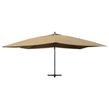 Vidaxl zweefparasol met houten paal 400x300 cm taupe