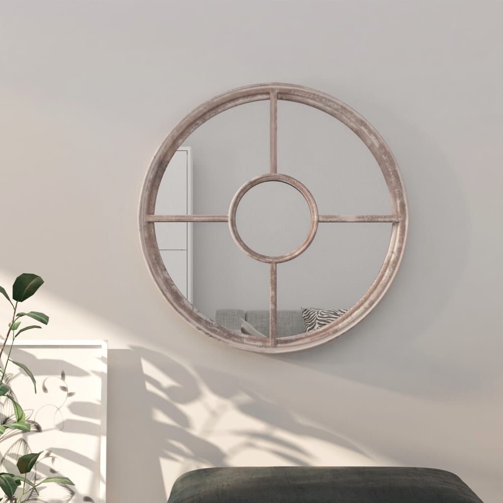 Miroir Vidaxl autour de 60 x 4 cm de sable de fer -colore