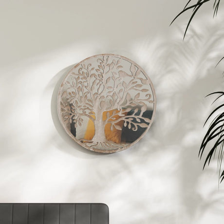 Miroir Vidaxl autour de 60 x 2,5 cm de sable de fer -colore