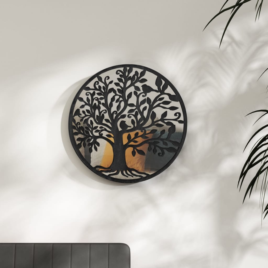 Miroir vidaxl autour de 60 x 2,5 cm de fer noir