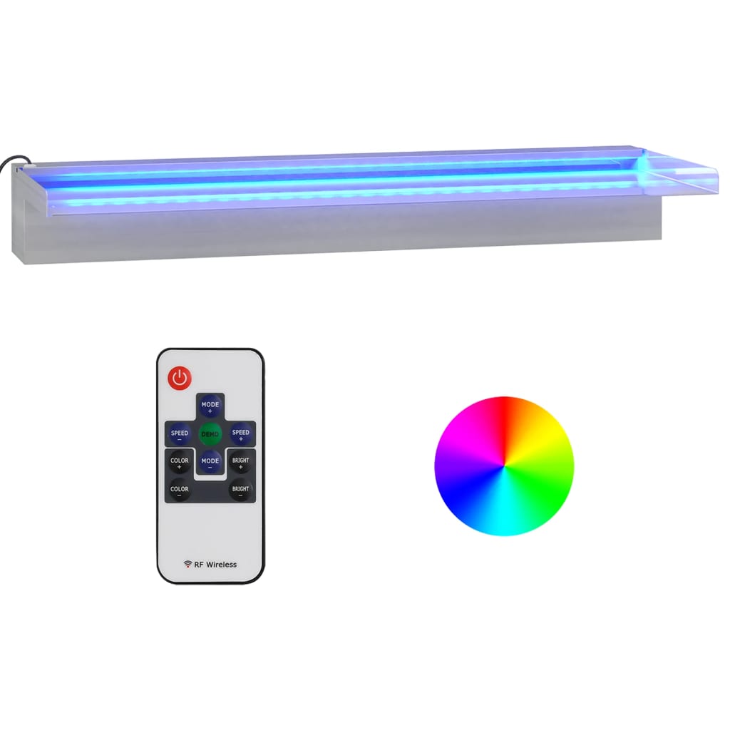 Wodospad Vidaxl z przewróconymi z diodami LED RGB 60 cm stali nierdzewnej