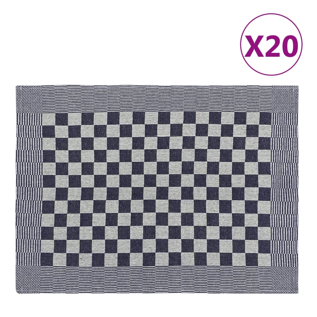 Vidaxl Cuisine Cloths 20 ST 50x70 cm Coton bleu et blanc