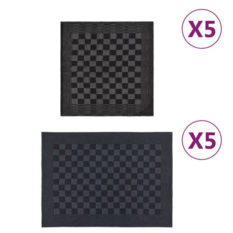 Vidaxl 10 pièces de cuisine en tissu coton noir et gris
