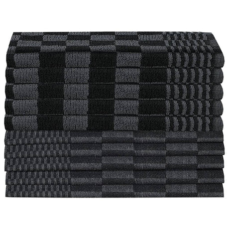 Vidaxl 10 pièces de cuisine en tissu coton noir et gris