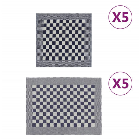 Vidaxl 10 pièces de cuisine en tissu coton bleu et blanc