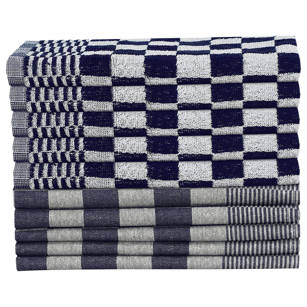 Vidaxl 50 pièces de cuisine en tissu coton bleu et blanc