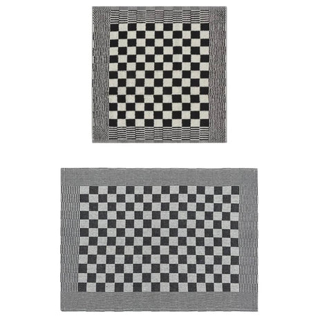 Vidaxl 10 parties de cuisine en tissu coton noir et blanc