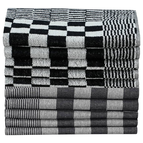 Vidaxl 10 parties de cuisine en tissu coton noir et blanc