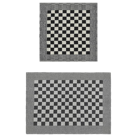 Vidaxl 50 pièces de cuisine en tissu coton noir et blanc
