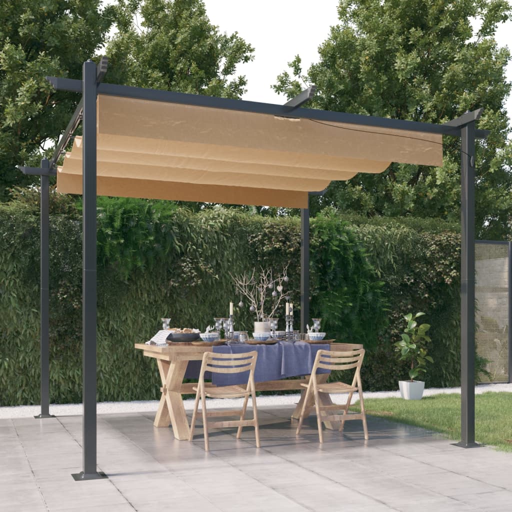 Vidaxl Garden Practice avec toit extensible 3x3 m taupe
