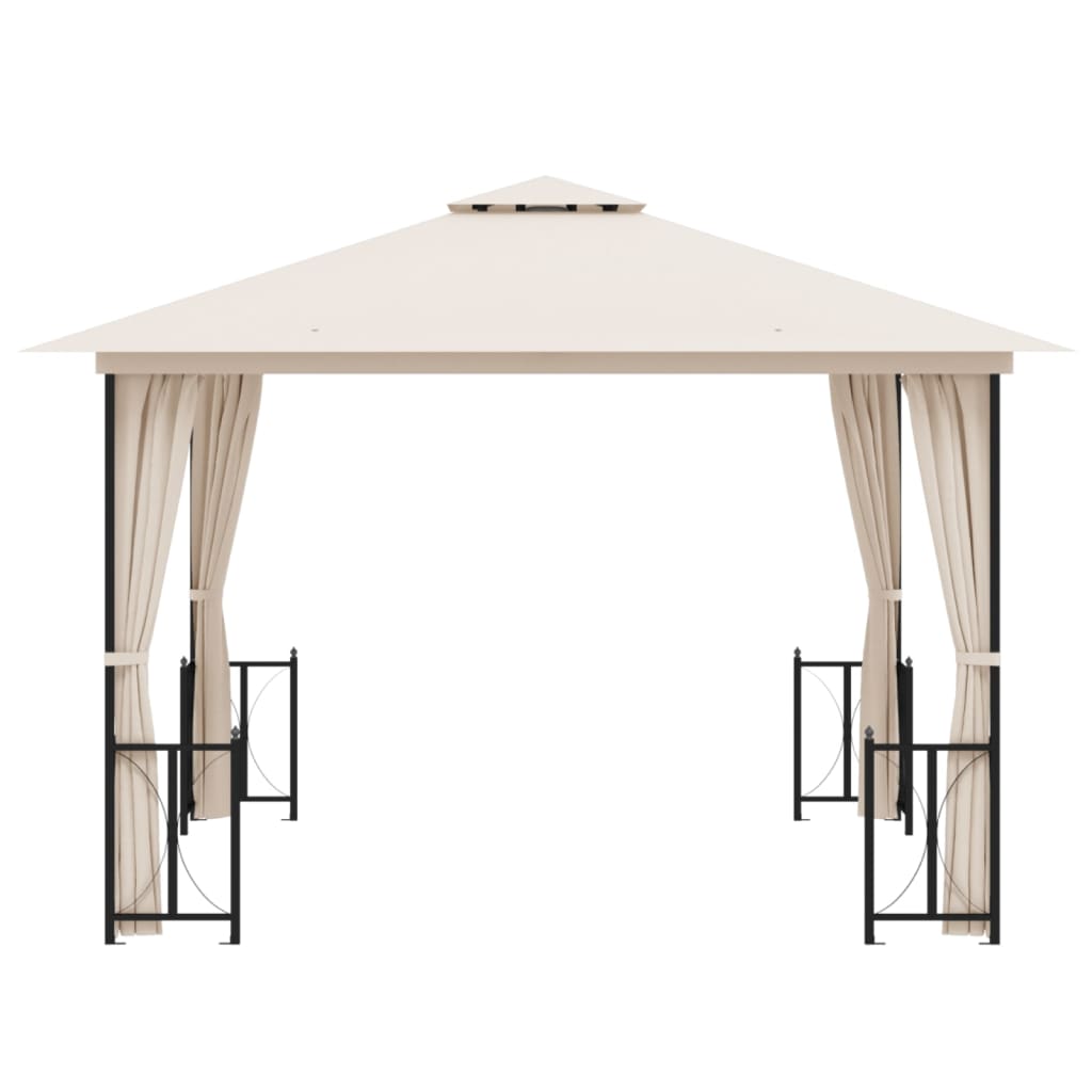 Vidaxl arbor with side walls and double roof 3x3 m cream colored