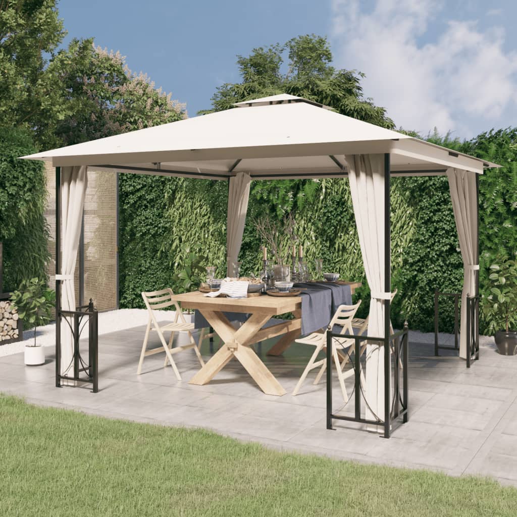 Arbor vidaxl avec parois latérales et toit double 3x3 m crème colorée