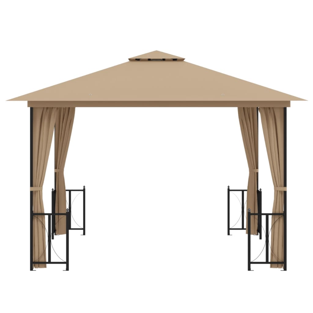 Vidaxl Arbor con pareti laterali e doppio tetto 3x3 m taupe