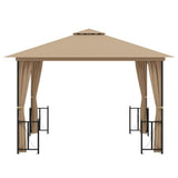 Vidaxl Arbor mat Säitewänn an duebel Daach 3x3 m taupe